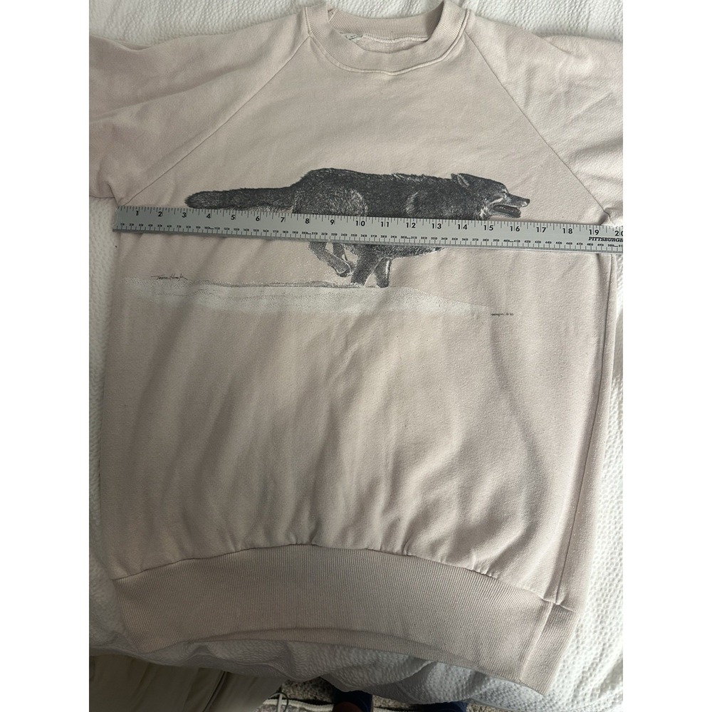 Vintage Teena Houck Wolf Wolves Sweatshirt Harlequin  85 Wolves Front & Back Med